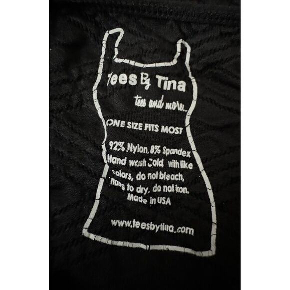 Tees by Tina Dress One Size Scoop Neck Stretchy Crinkle 3/4 Sleeve Black USA - Picture 3 of 5